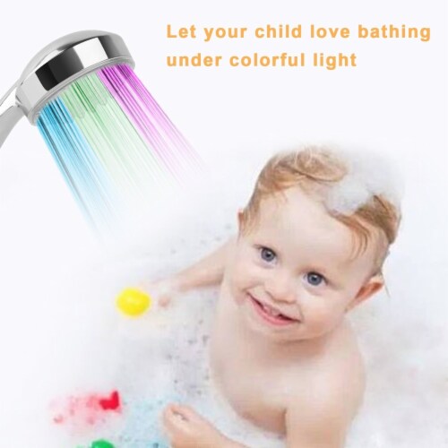 LED Shower Head Handheld ColorChanging Automatically Hydropower