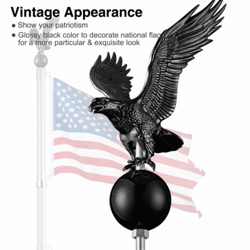 14 Flagpole Eagle Topper Finial Ornament for Telescopic Pole Black Yard