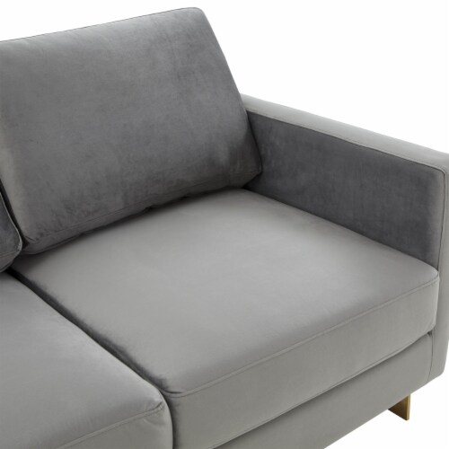 Lincoln Modern MidCentury Upholstered Velvet Loveseat with Gold Frame
