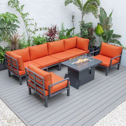 7Piece Aluminum Patio Conversation Set With Fire Pit Table And