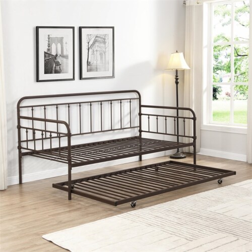 Milton Greens Stars Inc Modern Metal Day Bed with Twin Trundle in