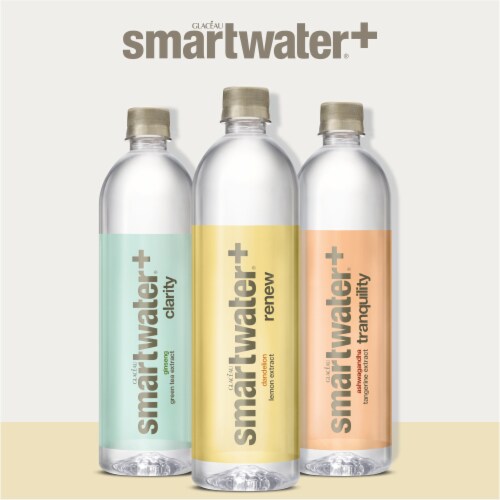 Smartwater+ Renew Vapor Distilled Electrolyte Dandelion Lemon Flavored Bottled Water, 23.7 fl oz