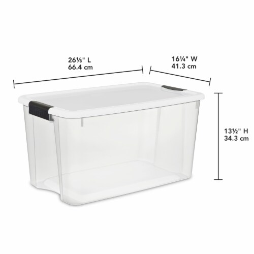 Sterilite 70 Qt Clear Plastic Stackable Storage Bin w/ White Latch Lid
