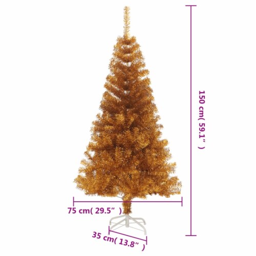 vidaXL Artificial Christmas Tree with Stand Gold 5 ft PET, 29.5 "x29.5