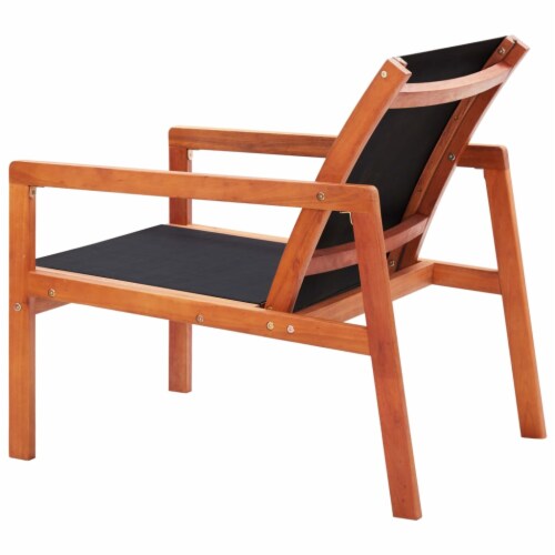 vidaXL Patio Lounge Chair Black Solid Eucalyptus Wood and Textilene, 1 Kroger