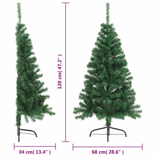vidaXL Artificial Half Christmas Tree with Stand Green 4 ft PVC, 26.8