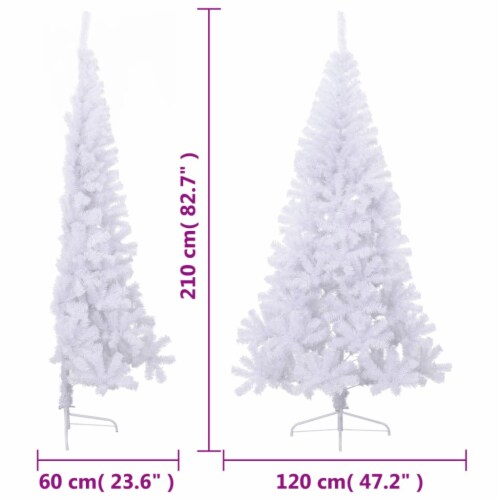 vidaXL Artificial Half Christmas Tree with Stand White 7 ft PVC, 47.2