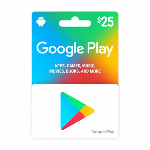 Google Play 25 Gift Card Activate and add value after Pickup, 0.10