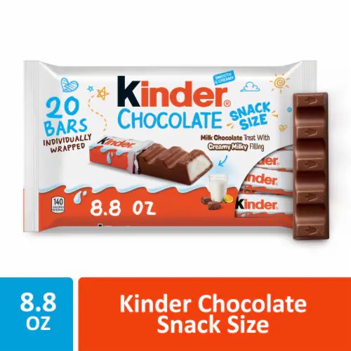 Kinder Chocolate, 20 Bars, Milk Chocolate Bar with Creamy Milky Filling