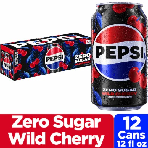 Pepsi Cola Zero Sugar Wild Cherry Soda, 12 cans / 12 fl oz Food 4 Less