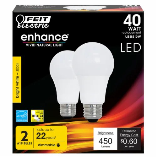 Feit Electric Enhance A19 E26 (Medium) LED Bulb Warm White 40 Watt