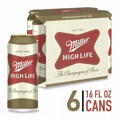Miller High Life Beer American Lager Beer, 6 cans / 16 fl oz Smith’s
