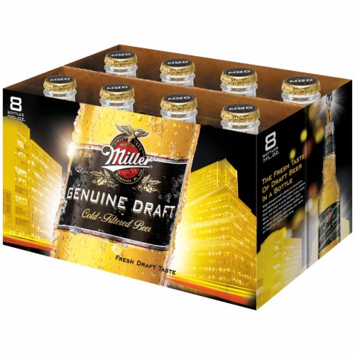 Miller Genuine Draft Lager Beer 8 Count, 8 bottles / 7 fl oz Kroger