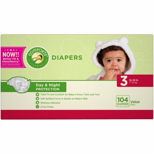 Comforts™ Day or Night Diapers Size 3 (1628 lbs), 104 count Fry’s