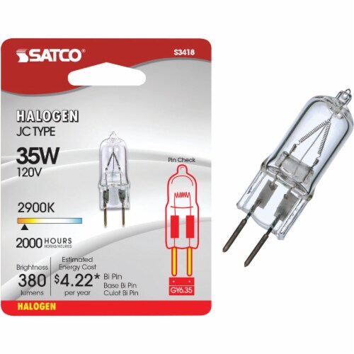 Satco 35W 120V Clear BiPin GY6.35 Base T4 Halogen Special Purpose