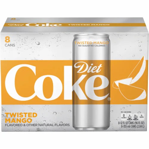 Fred Meyer Diet Coke Twisted Mango Soda, 8 cans / 12 fl oz