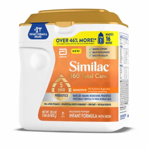Similac 360 Total Care Sensitive Infant Formula Powder Tub, 29.5 oz
