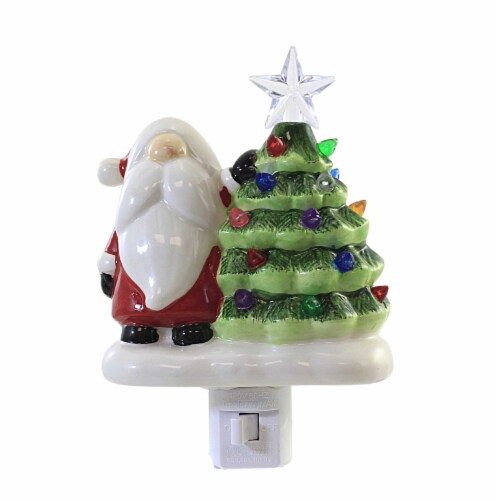 Christmas Gnome Vintage Tree Nightlight Ceramic Santa Star 135427, 1