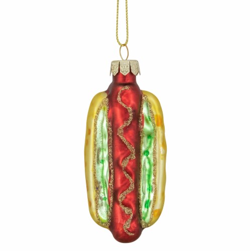 Northlight 4 Hot Dog in a Bun Glass Christmas Ornament, 1 Kroger