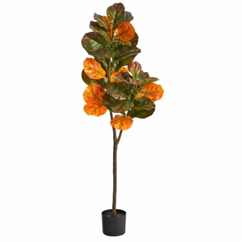 Nearly Natural T2798 4.5 ft. Autumn Fiddle Leaf Artificial Fall Tree, 1