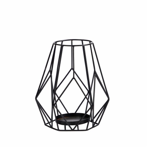 Nearly Natural 11 Geometric Black Metal Wire Votive Tea Lantern Candle