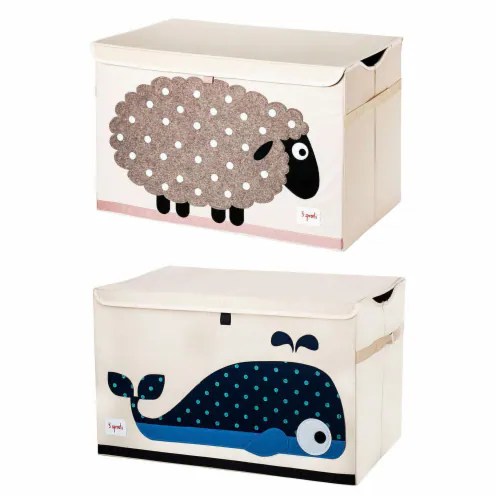 3 Sprouts Collapsible Toy Chest Storage Bin for Playroom, Sheep & Whale