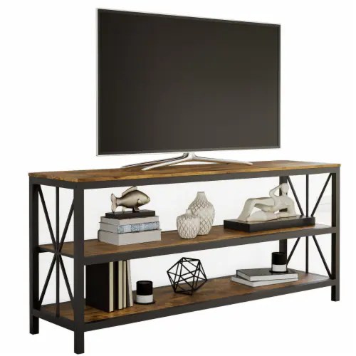 Lavish Home Farmhouse Tv Stand 3Tier Open Back Entertainment Center