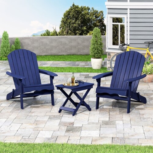 Reed Outdoor 2 Seater Acacia Wood Chat Set navy blue, 1 unit King Soopers