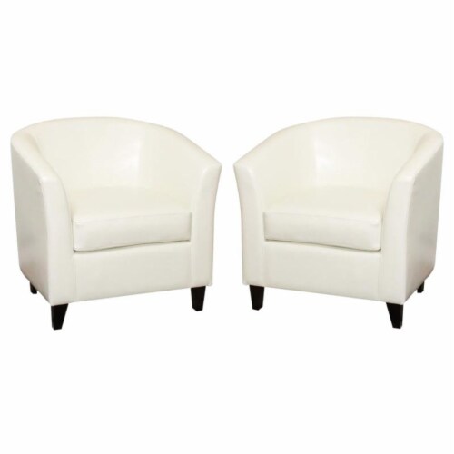 Home Square 2 Piece Bonded Leather Upholstery Club Chair Set in Ivory