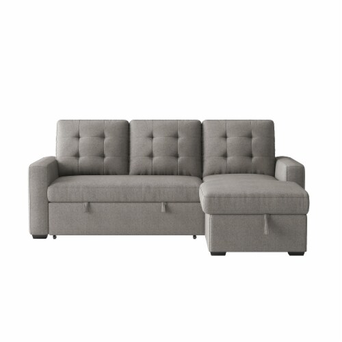 2Piece Reversible Sectional Sofa in Gray w/ Pullout Bed & Hidden