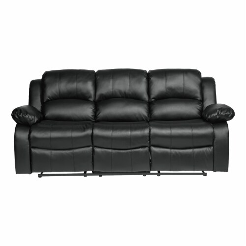83 in. W Pillow Top Arm Faux Leather Straight Double Reclining Sofa in