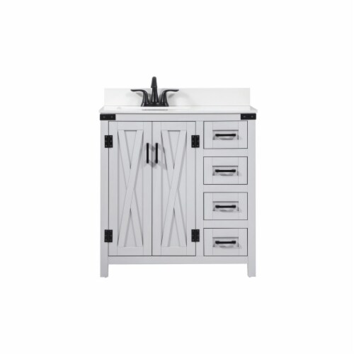 32 Inch Single Bathroom Vanity In Grey With Backsplash, 1 Kroger