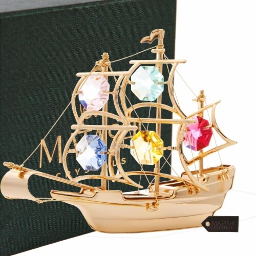 Matashi 24K Gold Plated Mayflower Ship Boat Nautical Sailboat Ornament