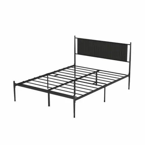 Phillipe Black Queen Metal Platform Bed with Upholstered Headboard 12.3 in. Height, 1 Ralphs