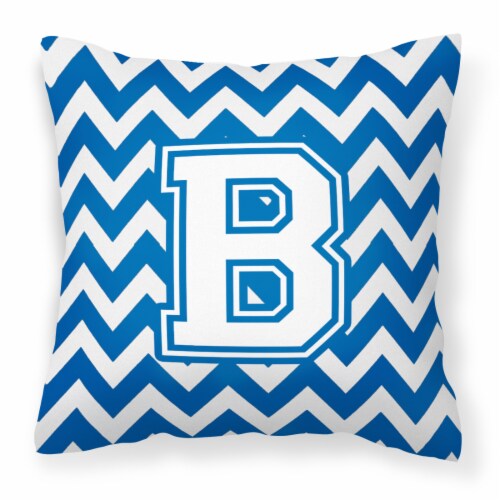 Letter B Chevron Blue and White Fabric Decorative Pillow, 14Hx14W Kroger