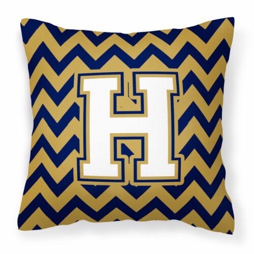 Letter H Chevron Navy Blue and Gold Fabric Decorative Pillow, 14Hx14W Smith’s Food and Drug