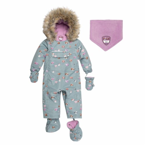 Printed Little Cats One Piece Baby Snowsuit Sage Green, 12m Kroger