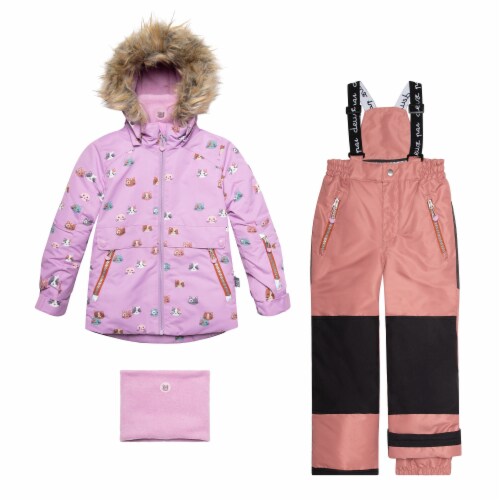 Printed Little Cats Two Piece Snowsuit Purple And Brown, 3 Kroger