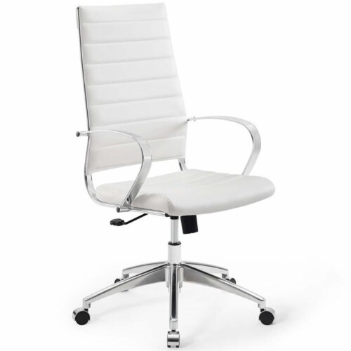 Scranton & Co High Back Ribbed Faux Leather Office Swivel Chair in White, 1 Fry’s Food Stores