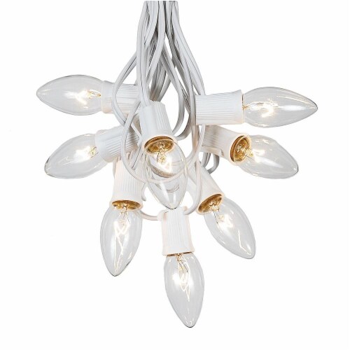 100 Foot C9 Clear Christmas Light Set, Hanging Patio String Lights