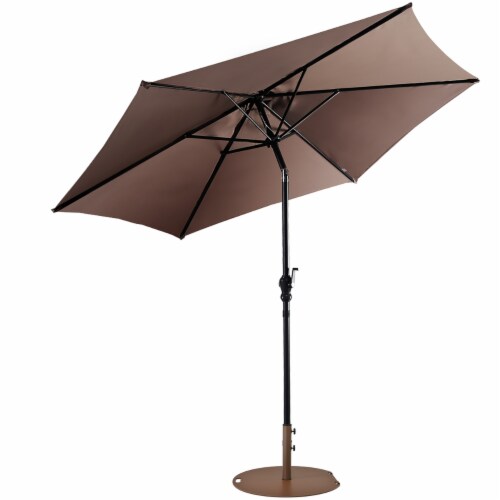 Costway 9ft Patio Umbrella Outdoor W/ 50 LBS Round Umbrella Stand W/ Wheels Tan, 1 unit Fred Meyer