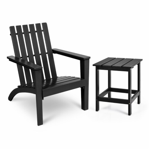 Costway 2PCS Patio Adirondack Chair Side Table Set Solid Wood Garden