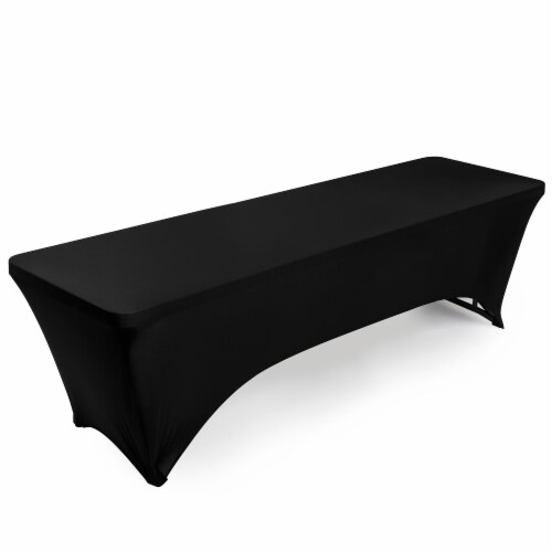 8' Rectangular Spandex Fitted Tablecloth Black by Lann's Linens, 8