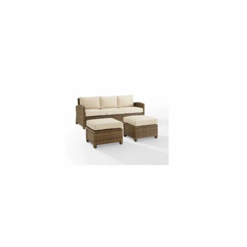 Crosley Furniture Bradenton 3piece Fabric Outdoor Sofa Set in Sand