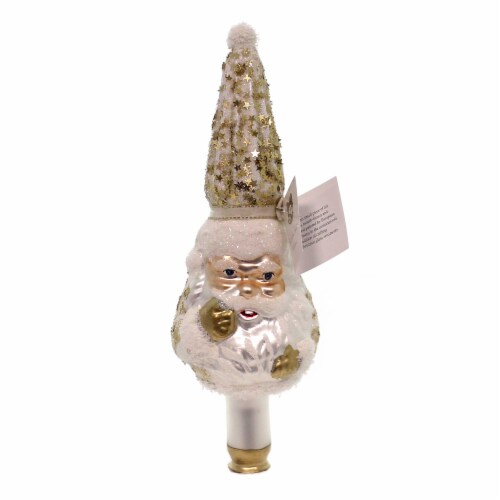 Santa Tree Topper 1 Glass Tree Topper 10 Inch, Glass Finial Czech