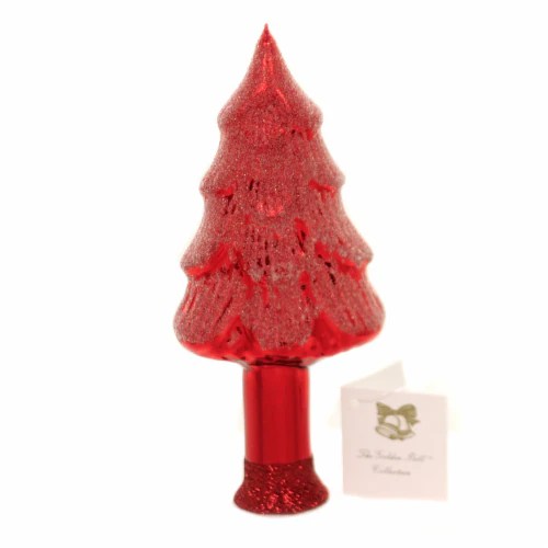 Golden Bell Collection Red Christmas Tree Finial Glass Tree Topper