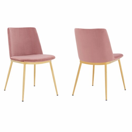 Messi Modern Velvet and Gold Metal Leg Dining Room Chairs Set of 2, 1
