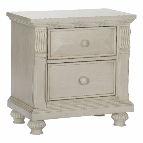 Kingsley Sedona Traditional Wood Nightstand in Vintage Ivory, 1 Fred