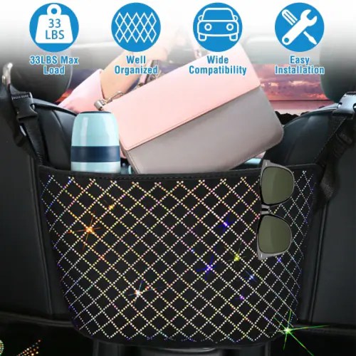 Car Handbag Purse Holder For Front Seat Storage Net Bag Pocket For Car