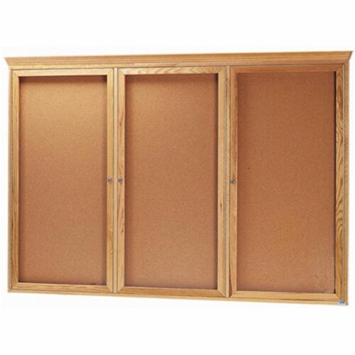Aarco Products OBC4872RC 3Door Enclosed Bulletin Board with Crown